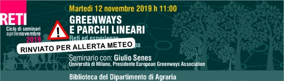 ***RINVIATO***.Seminario Reti E Infrastrutture per la mobilit&agrave; Verde in Europa con Giulio Senes